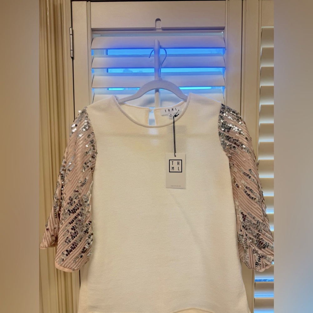 THML ivory top with sequins, NWT, small